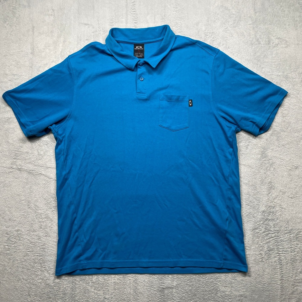 Oakley Polo Shirt Mens XL Blue Regular Fit Short Sleeve Chest Pocket